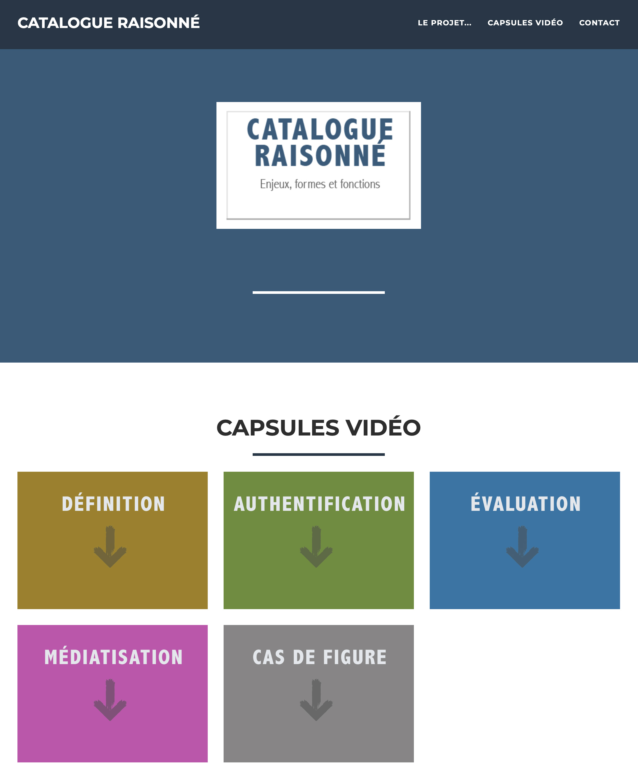 Catalogue raisonné —<br>capsules vidéo